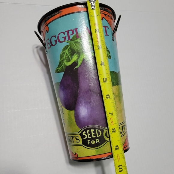 Vegetable Seed Packet Eggplant Bucket Metal Vase Bucket Decor - Picture 12 of 12